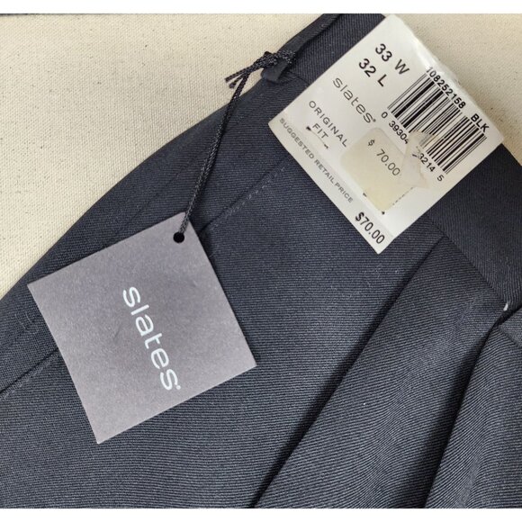 Slates Men's Wool Blend Dress Pants Original Fit Black Sz 33/32 NEW WITH TAGS!!! - Picture 3 of 4